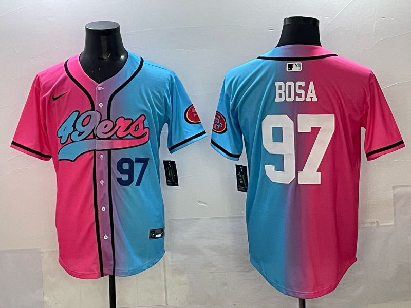 Men 2025 San Francisco 49ers #97 Bosa Pink Blue Nike Limited NFL Jersey 04->san francisco 49ers->NFL Jersey